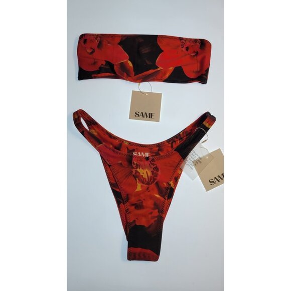 SAME Other - SAME Los Angeles Red Floral Bandeau Bikini | Size M | NWT